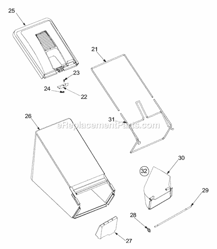 Bagger Diagram and Parts List for 12A-446M129 2002 Yard Machines Lawn Mower